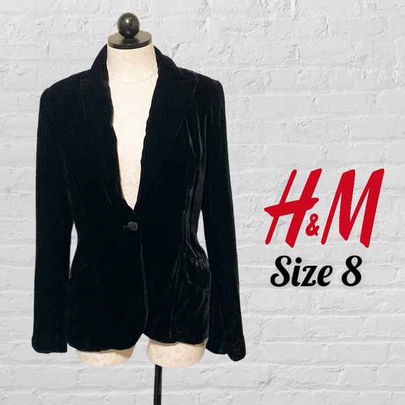 H&M Black Velvet Blazer US Size 8